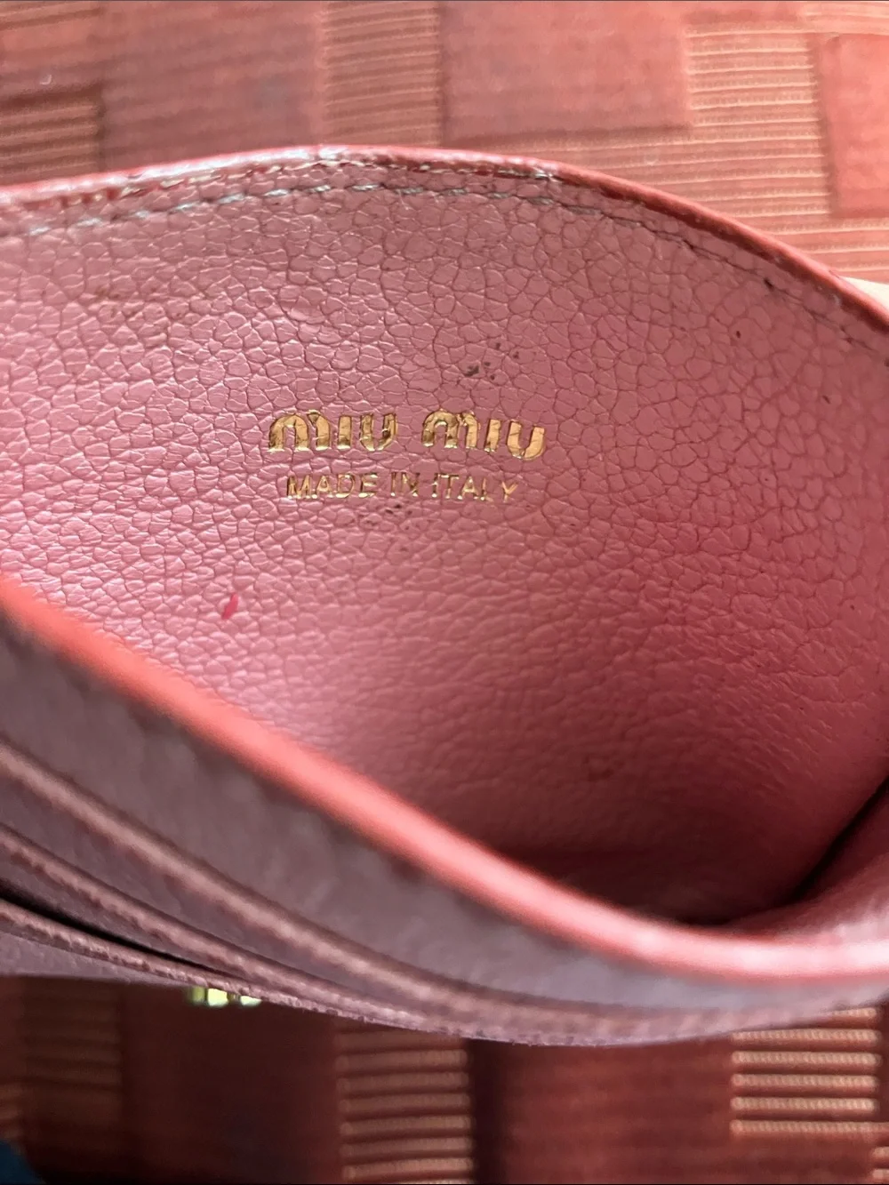 Miu Miu Pink Leather Card Holder and wallet with Red Heart Accent